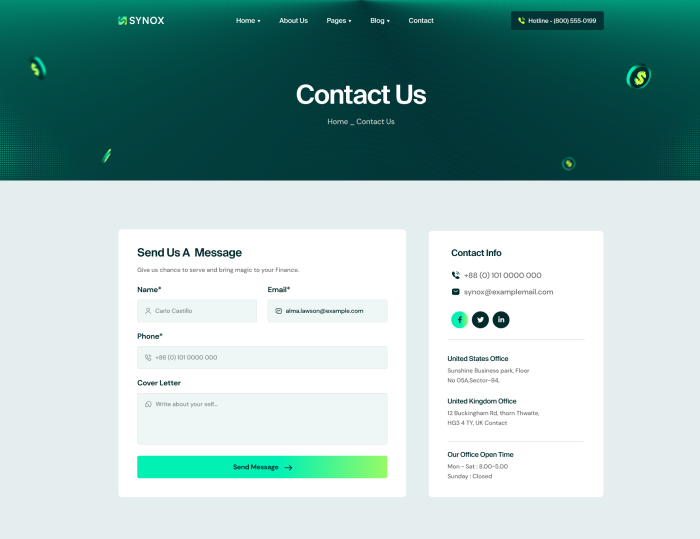 Contact page